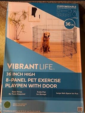 Vibrant Life 8-Panel Pet Playpen in Blue